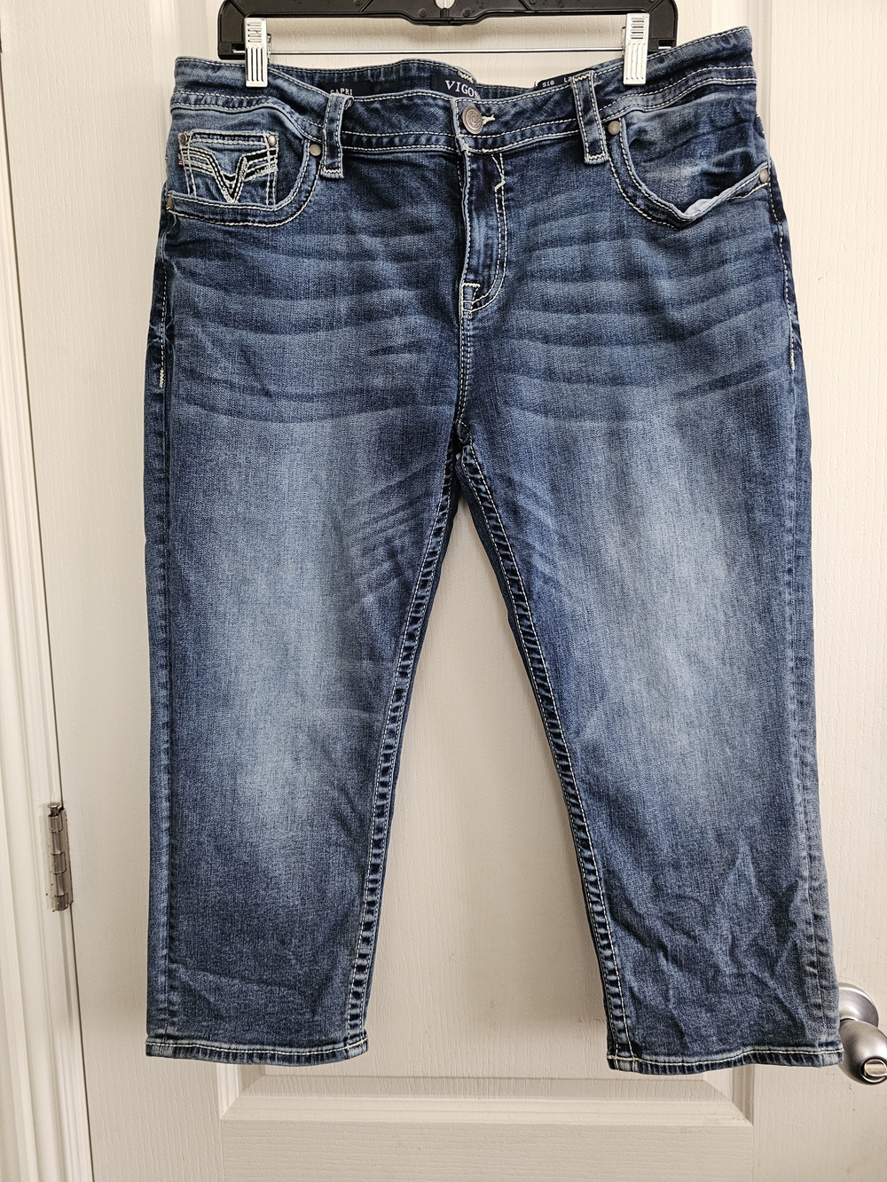 VIGOSS Sz 16 Blue Washed Denim Capri  Jeans